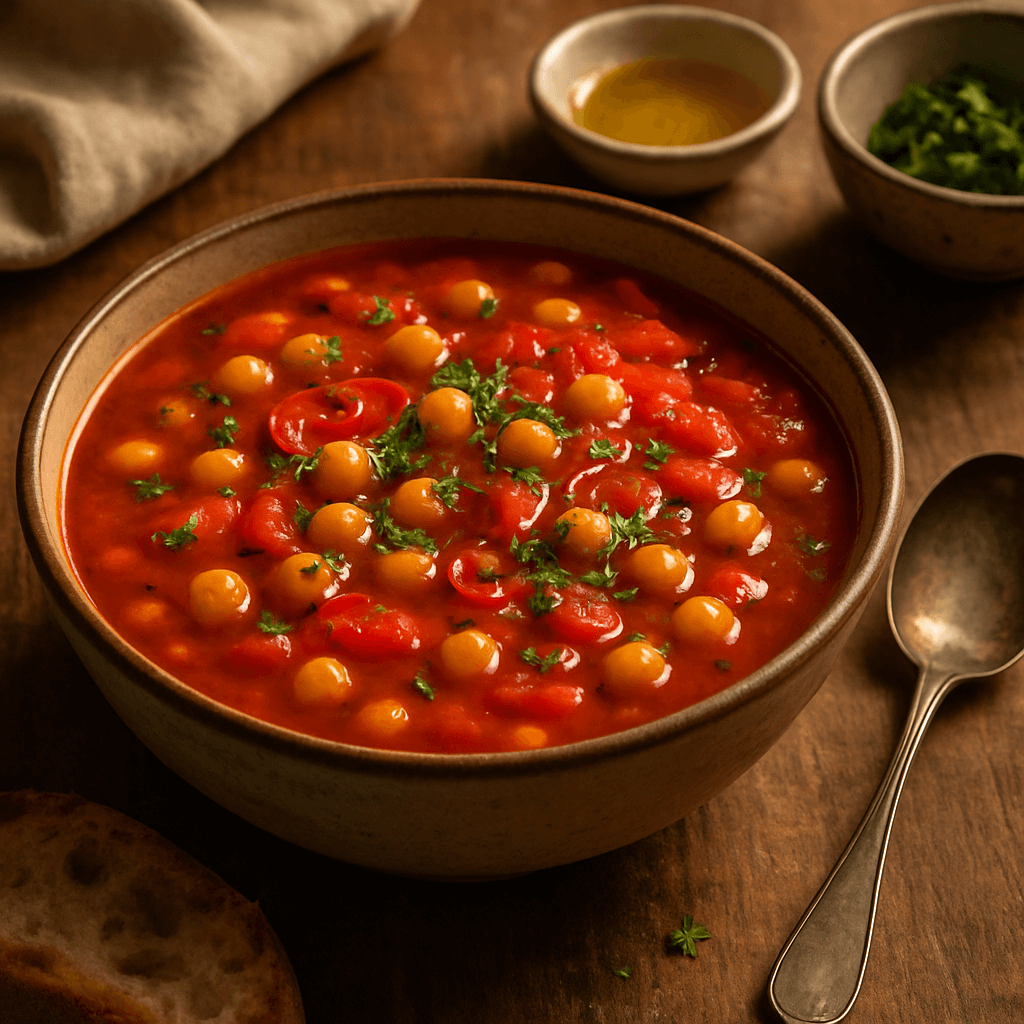 ciecierzyca, pomidor i chili