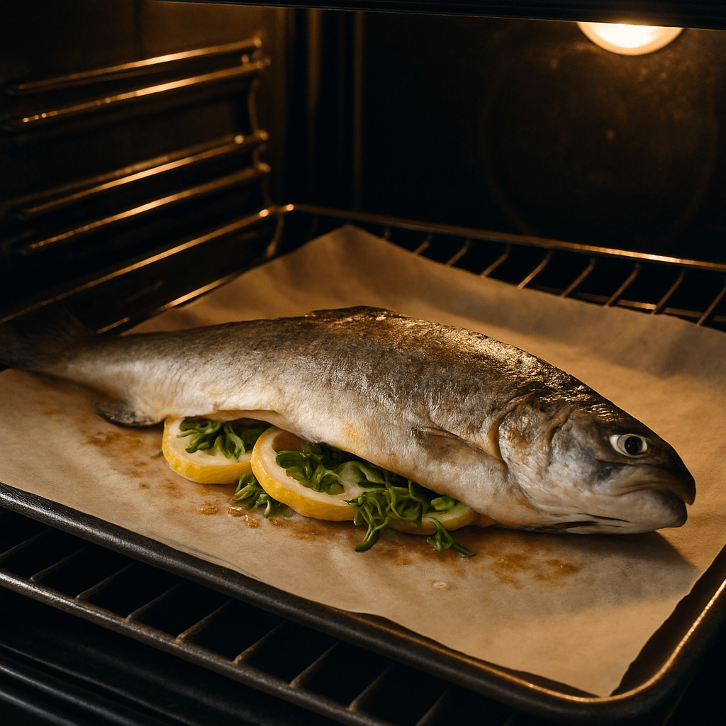 jak długo piec pstrąga