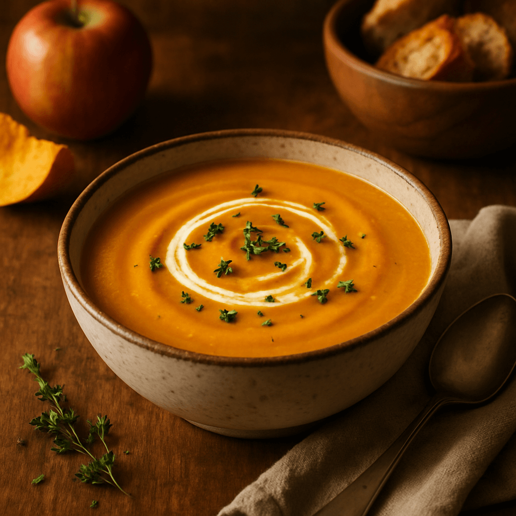 zupa krem z pieczonej dyni i jabłka