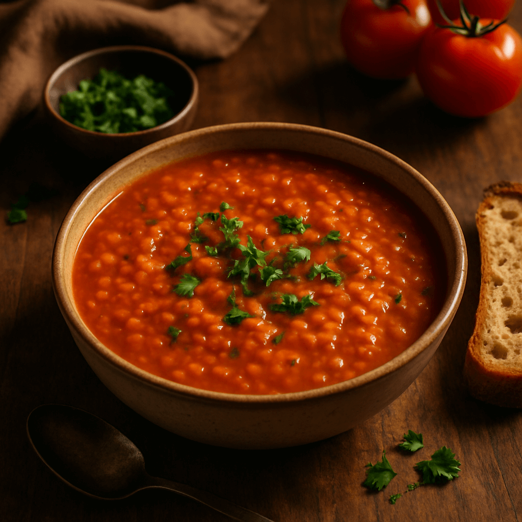 zupa z pomidorów i czerwonej soczewicy