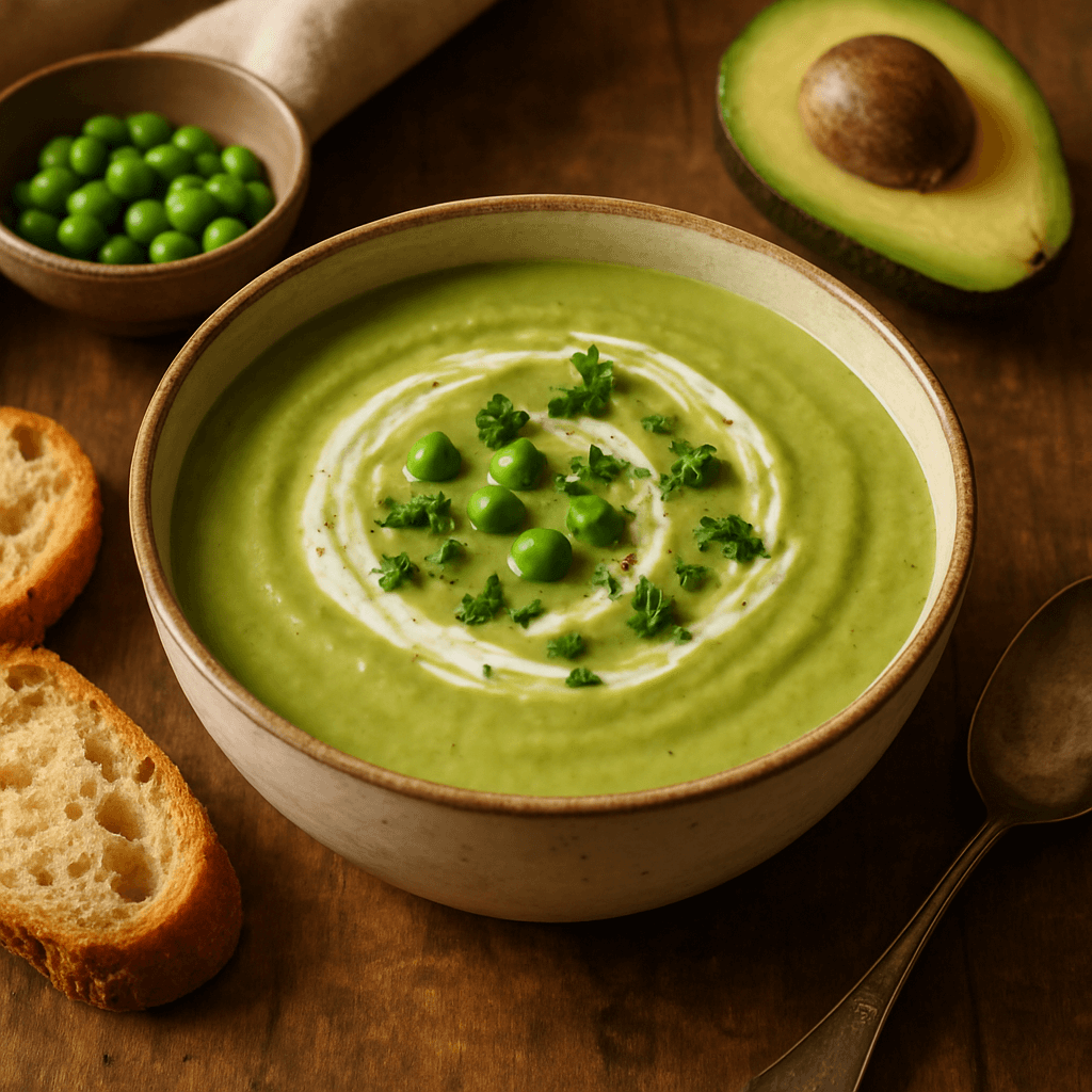 zupa z zielonego groszku i awokado